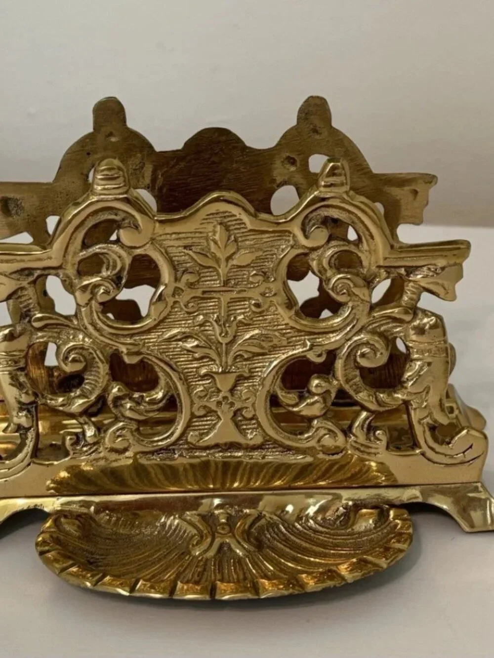 Maitland Smith Ornate Brass Letter or Napkin Holder Hand Made In India
